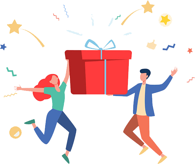 People celebrating a gift